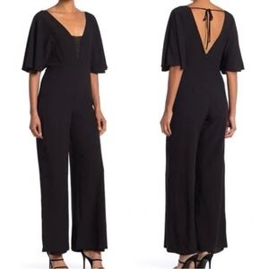 Marina Black Dolman Sleeve Deep Plunge Wide Leg Jumpsuit NEW WITH TAGS SIZE 4